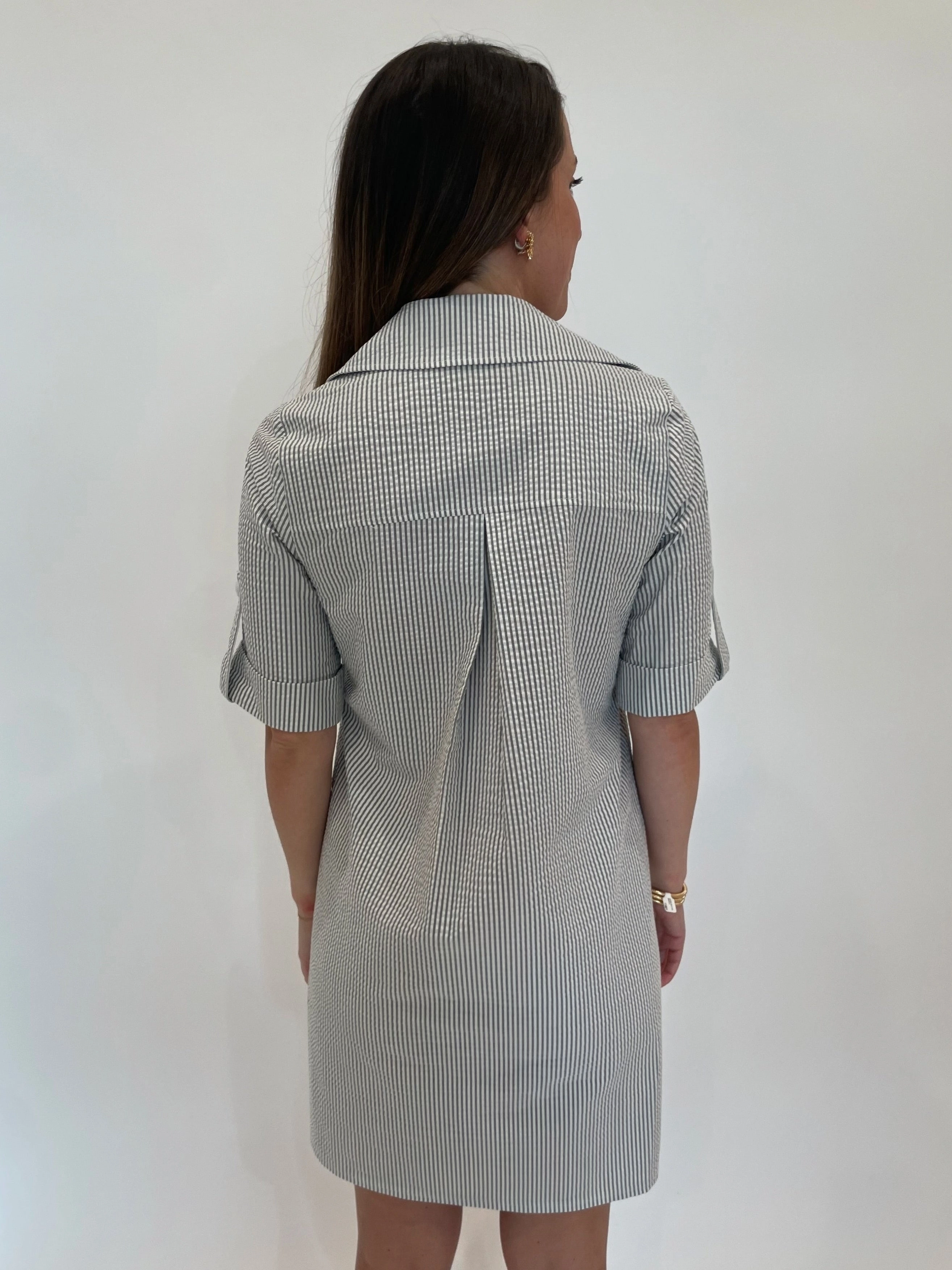 Ryan Collared Dress - Black Texture Play