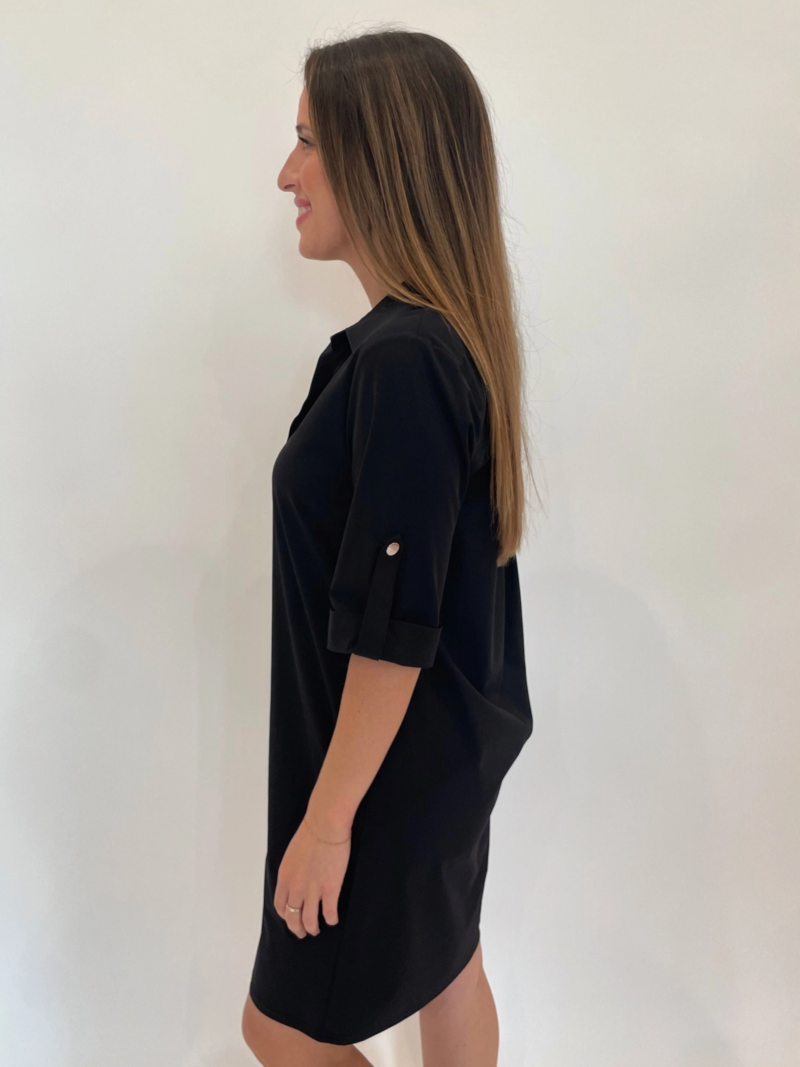 Cool Draping Minimal Aesthetic Ryan Tech Dress - Onyx