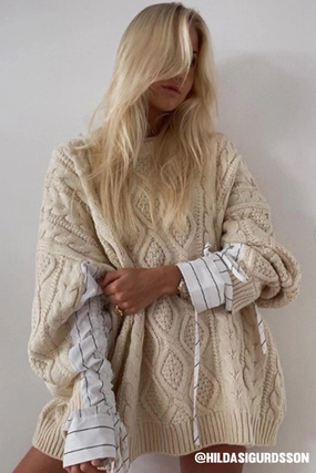 Comfy Layer Non Irritating Label Sadie Shirt Combo Knit Pullover