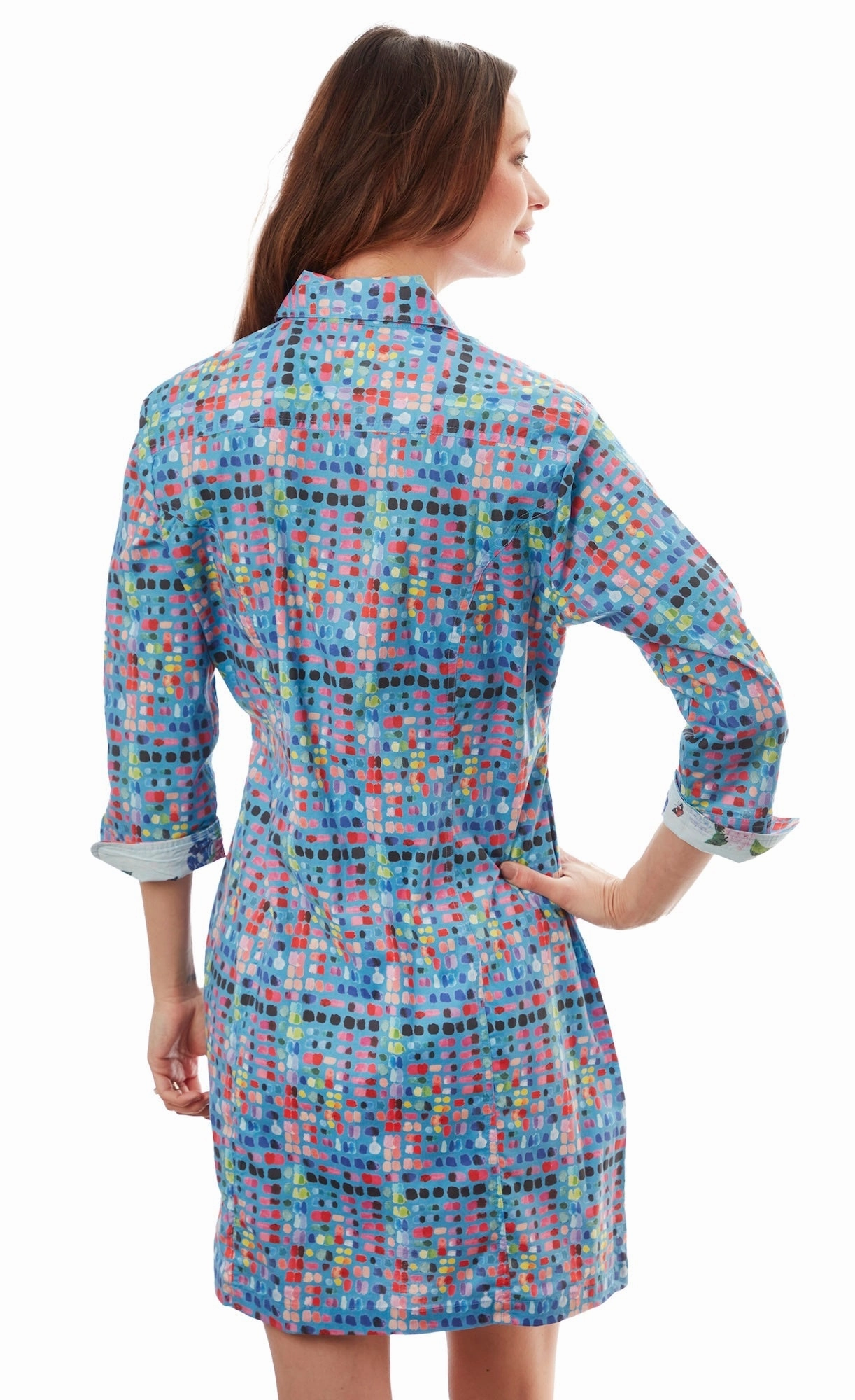 Sag Harbor Dress - Blue Confetti Print Sustainable-Lining