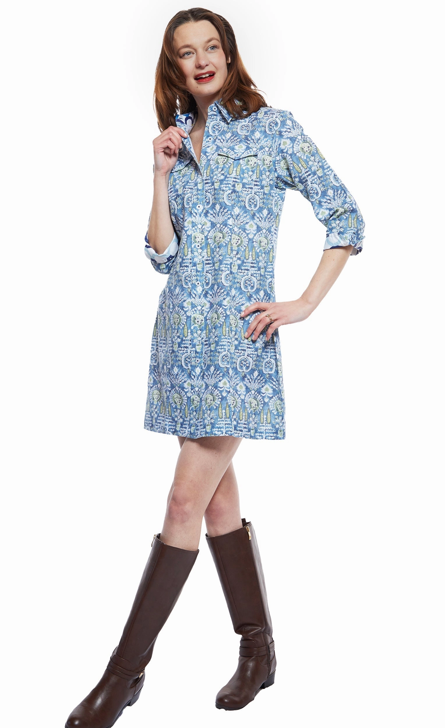 Feminine fit-and-flare silhouette Sag Harbor Dress - Blue Kilim Print