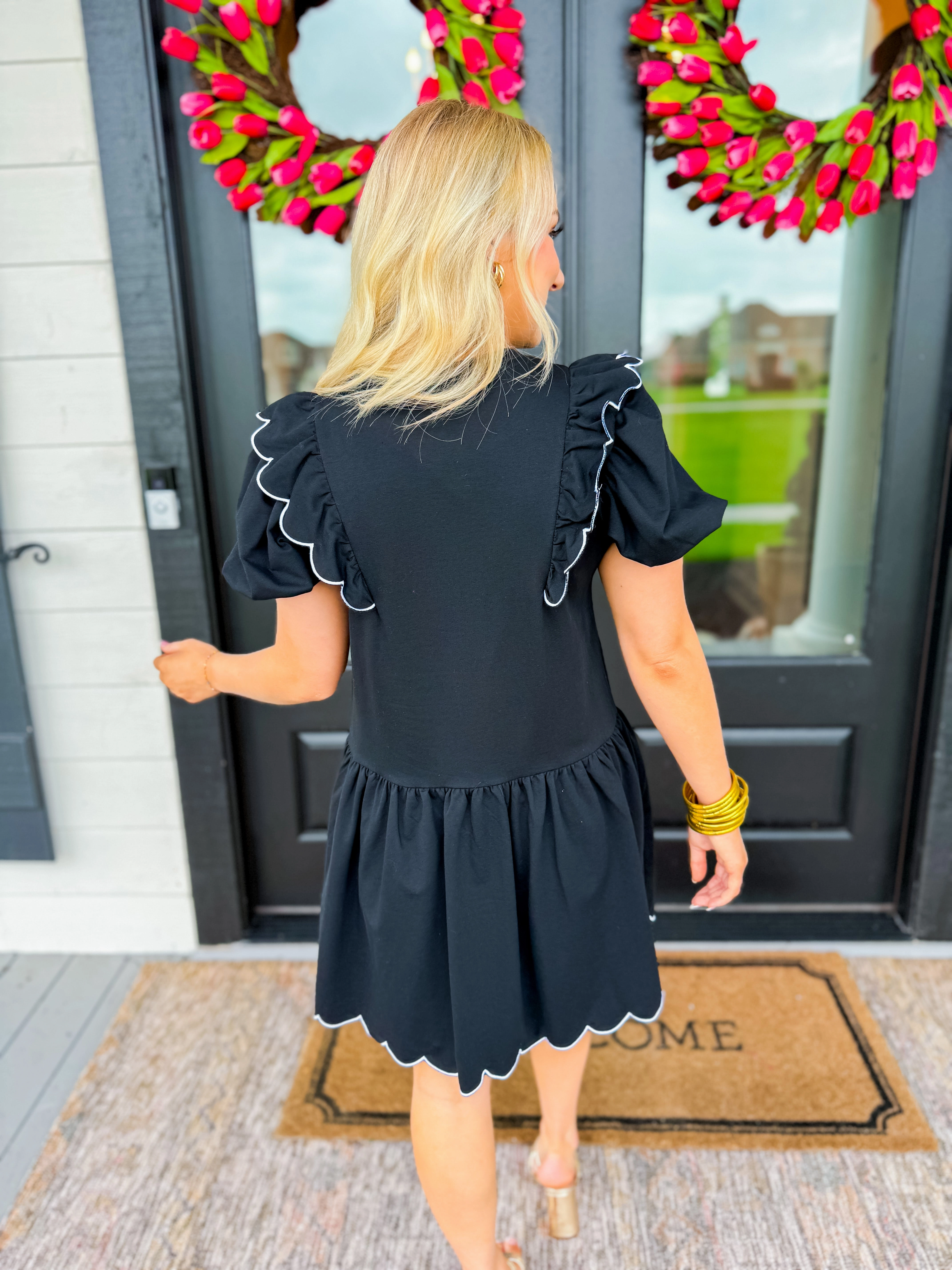 Scallop Edge Knit Mini Dress Resort Vibes