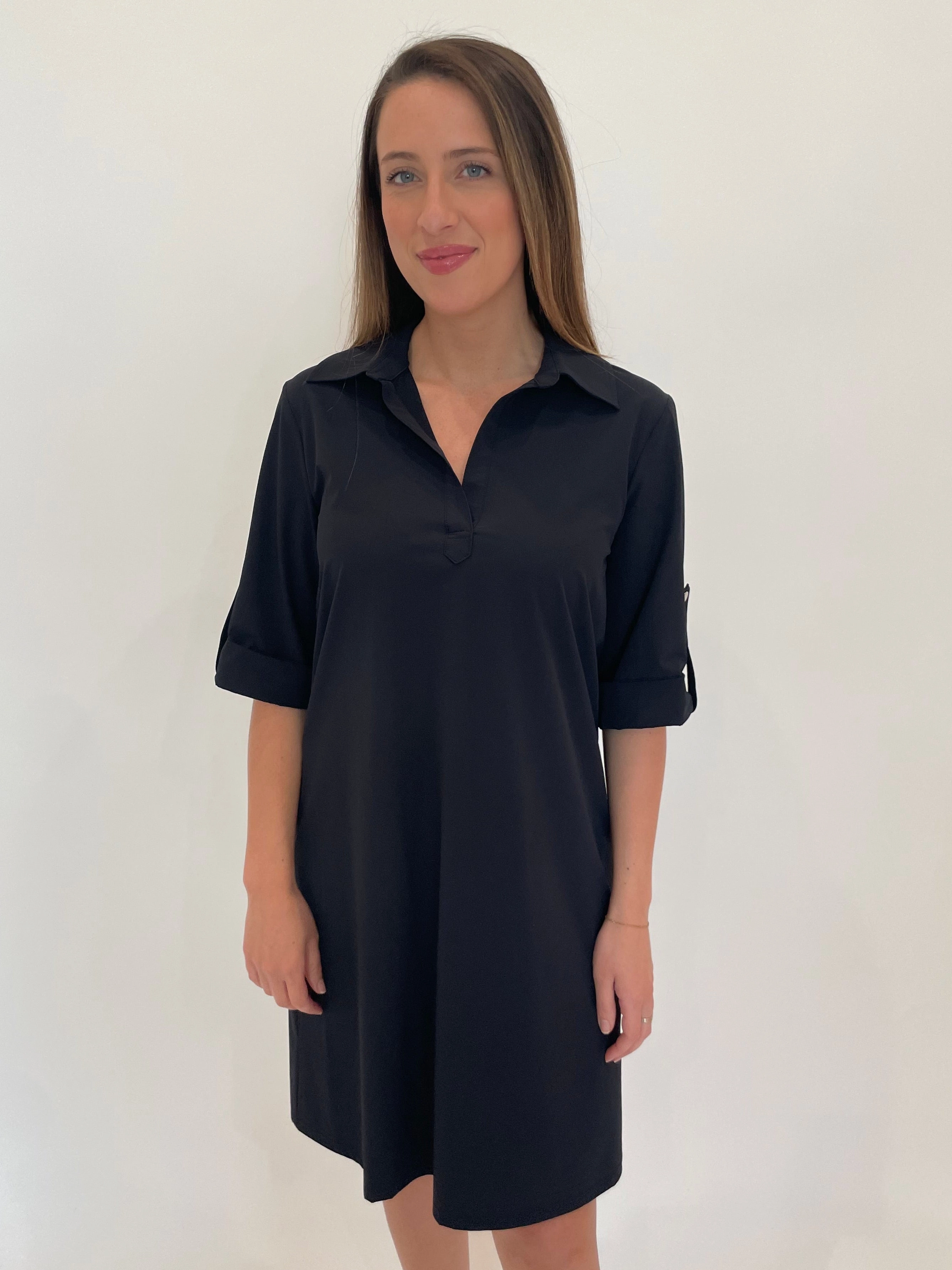 Flowing Design Polished Wear Ryan Tech Dress - Navy