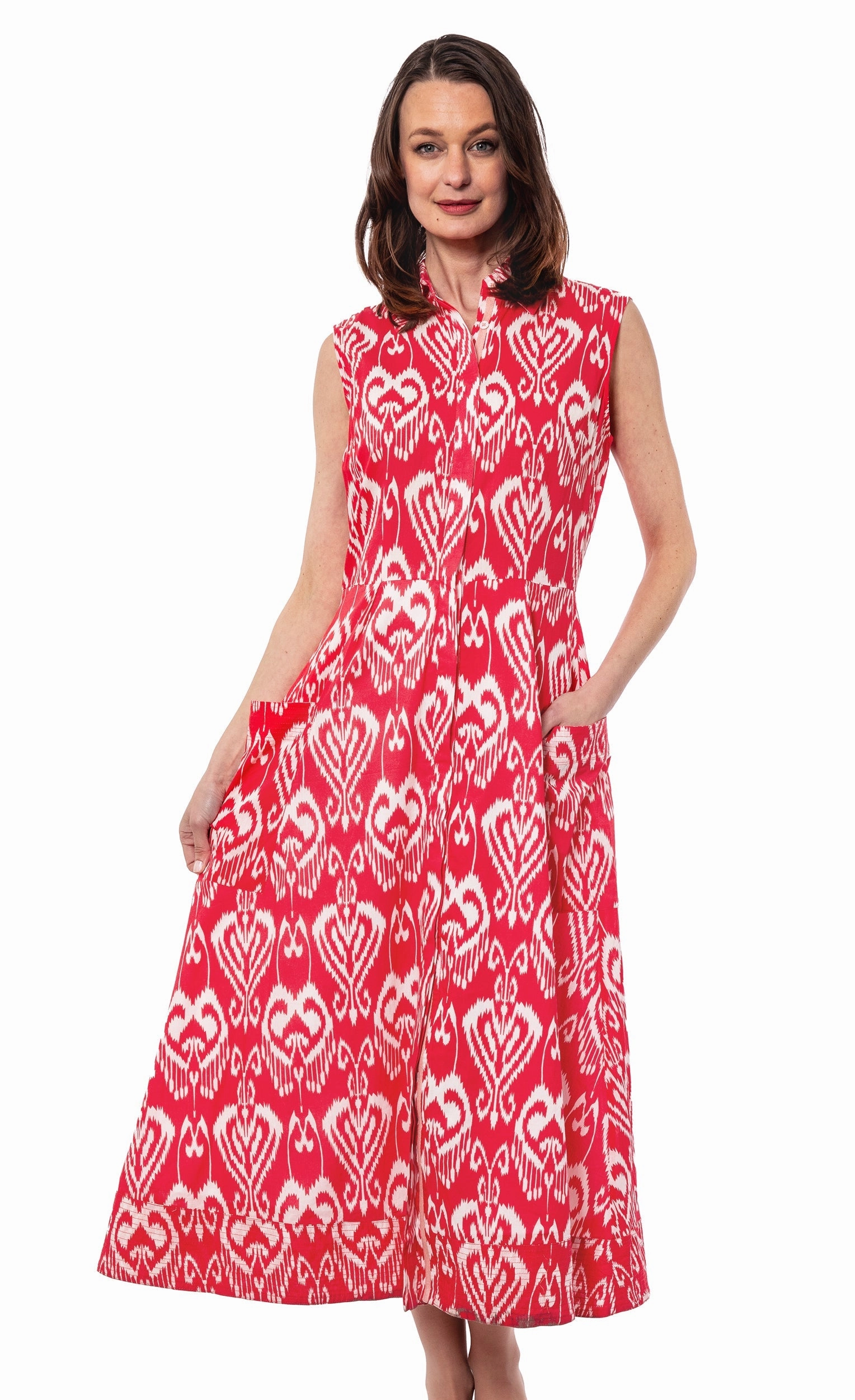 Balanced Texture Sea Island Dress - Pink White Ikat