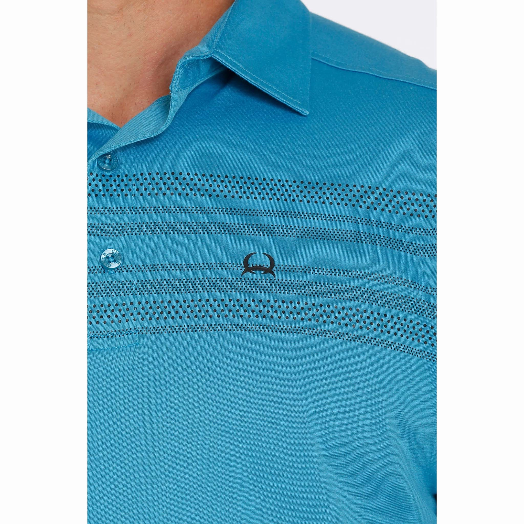 Cinch Blue Stripe Polo Ruffle Edge Bamboo Fiber Blend