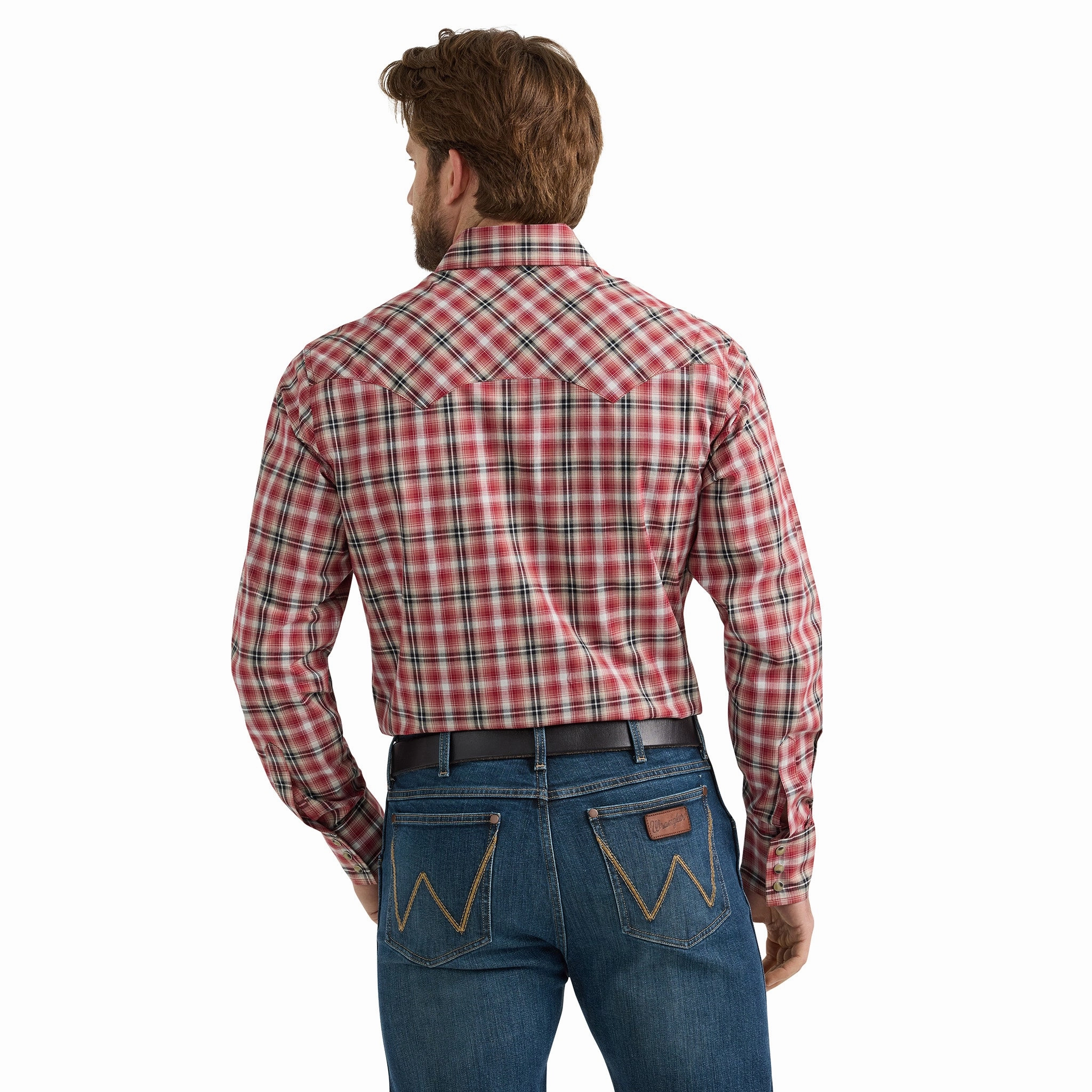 Wrangler Men's Retro Long Sleeve Sawtooth Snap Pocket Western Shirt Double Needle Hemming