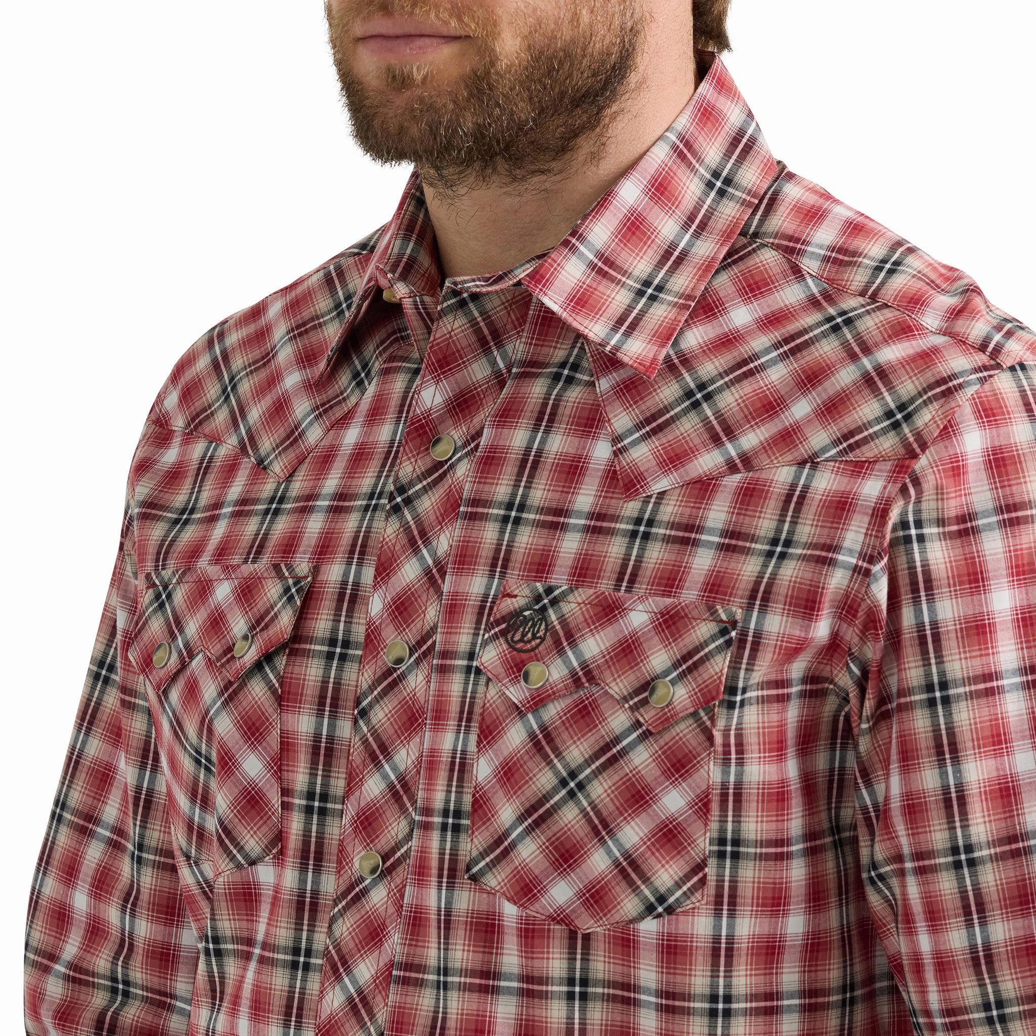 Wrangler Men's Retro Long Sleeve Sawtooth Snap Pocket Western Shirt Hooded Neckline