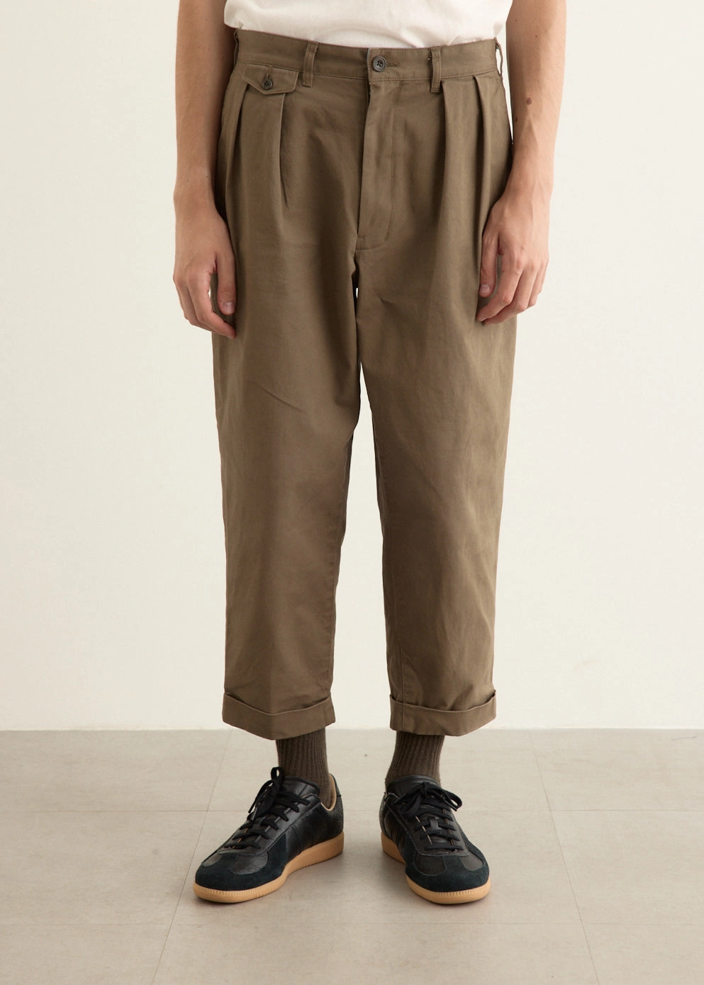 No Iron Flexible Waistband 2 Pleats Twill Pants