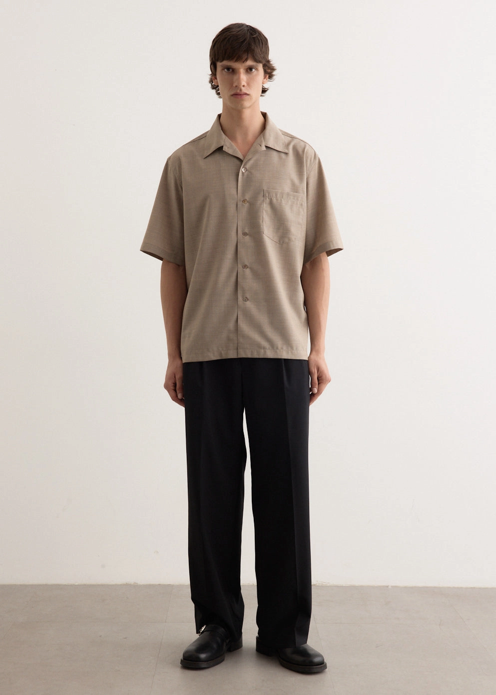 Solid Hue Fashion Statement Super Fine Tropical Wool Open Collar Shirt