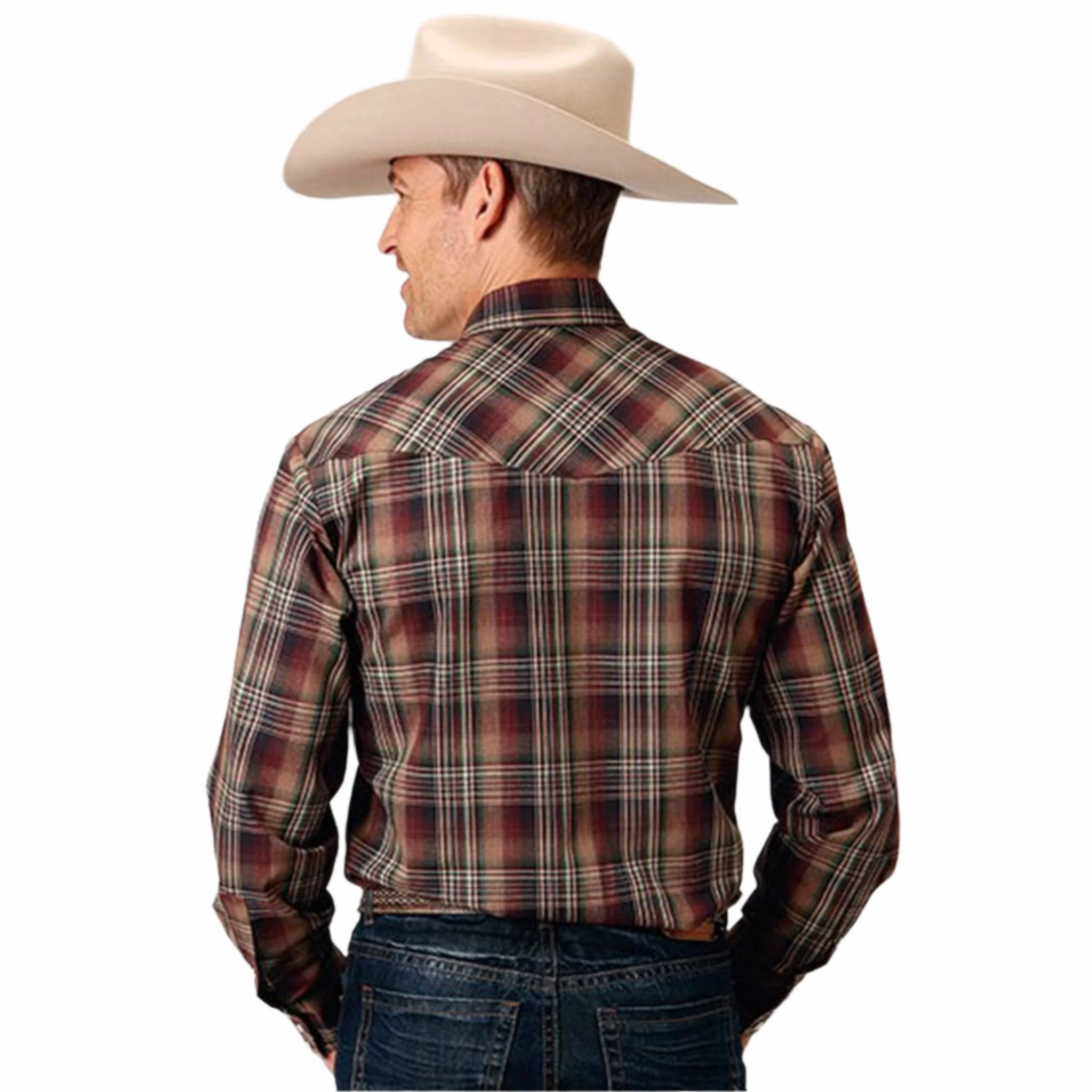 Minimalist Design Roper Men's Multi Brown Plaid Long Sleeve