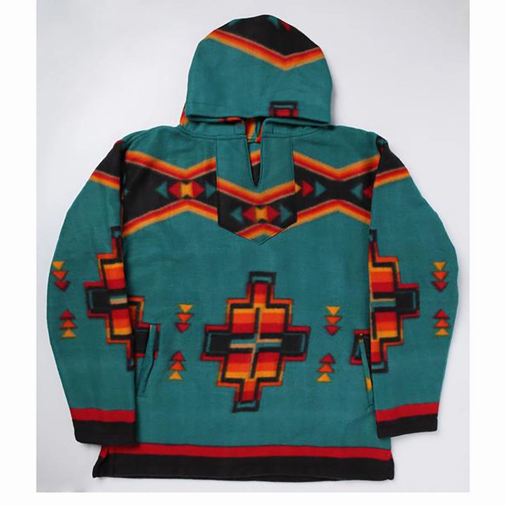 Teflon Coated Compression Layer El Paso Teal Unisex Aztec Fleece Pullover Hoodie