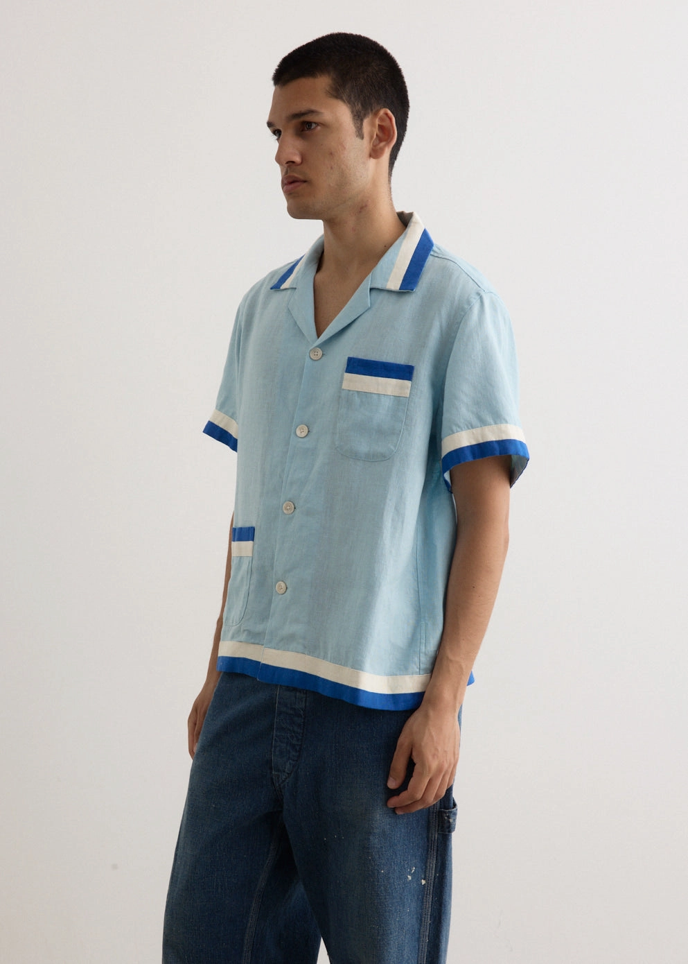 Tailored Style crew neck Seedling Stripe Shirt