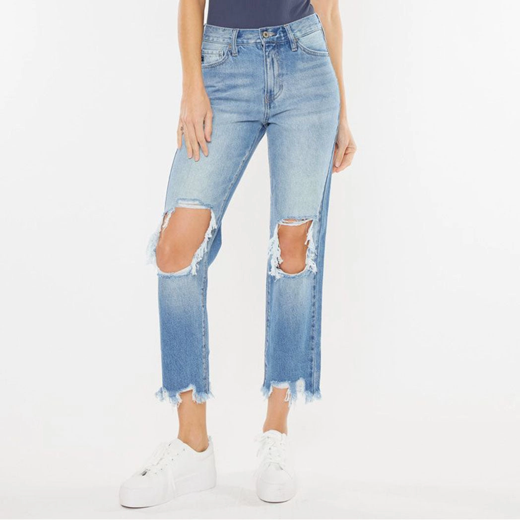Quality Staple Fashion Forward KanCan High Rise Chewed Up Mom Jean