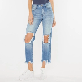 Quality Staple Fashion Forward KanCan High Rise Chewed Up Mom Jean