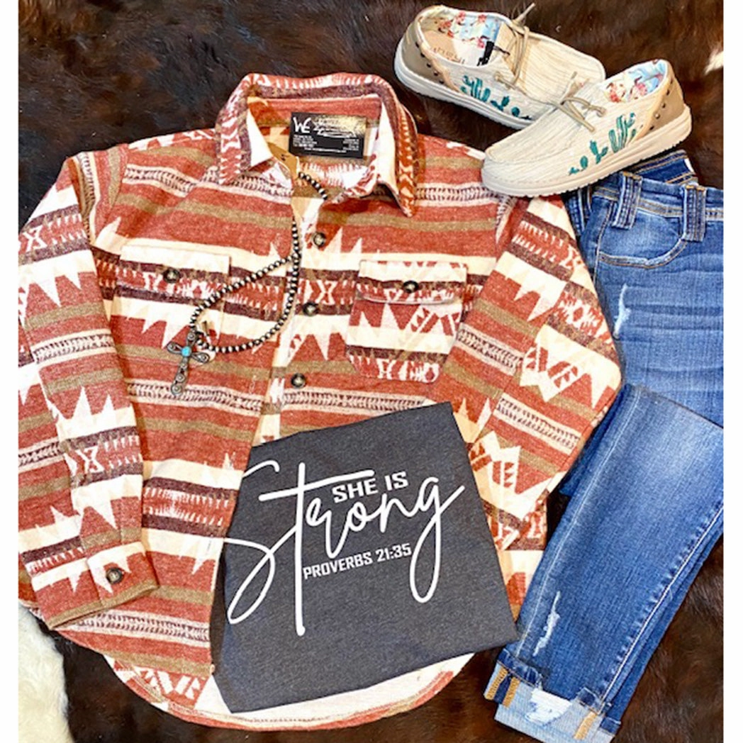 She Is Strong Tee Sustainable Waterproofing