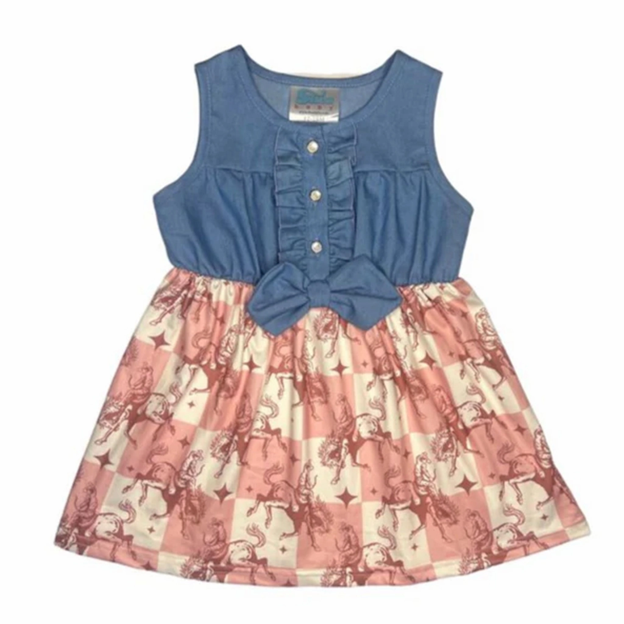 Shea Baby Infant/Toddler Plaid Bronc Denim Dress Fitted Shape