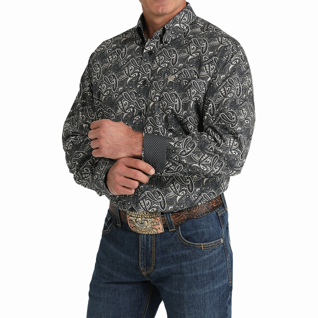 Cinch Men's Black Paisley Long Sleeve Button Down holiday season