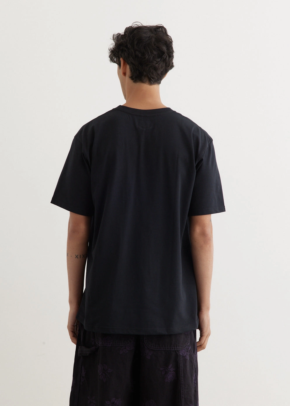 High Durability Weave Raw Edge Hem Short Sleeve Crew Neck T-Shirt