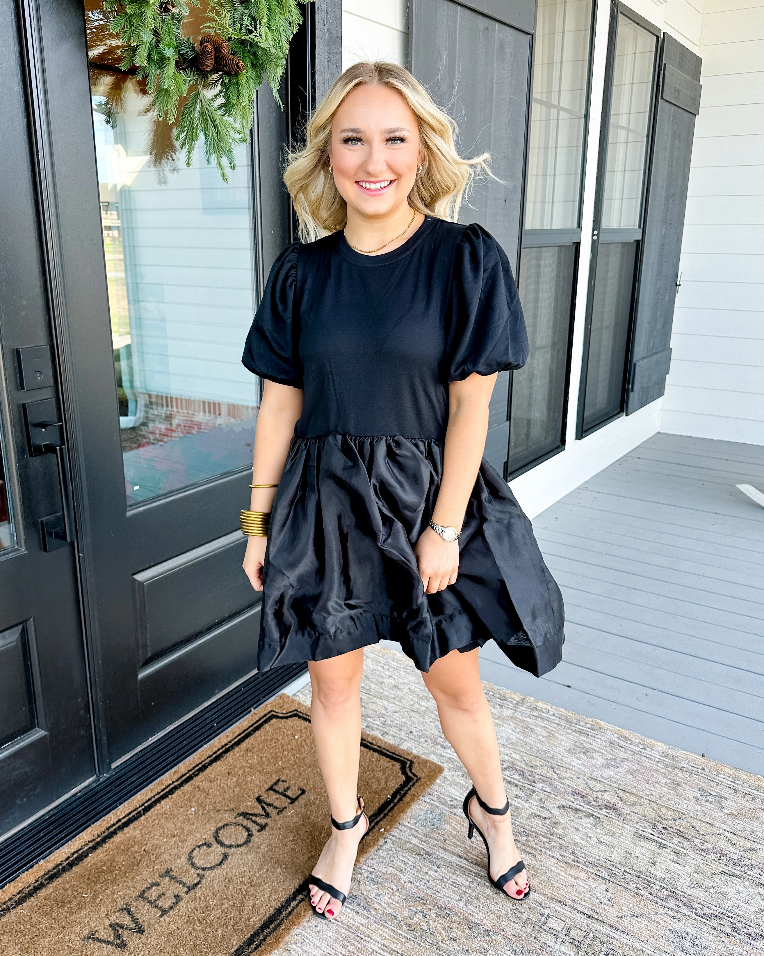 Short Sleeve Organza Mini Dress Textured Surface Spring Garden