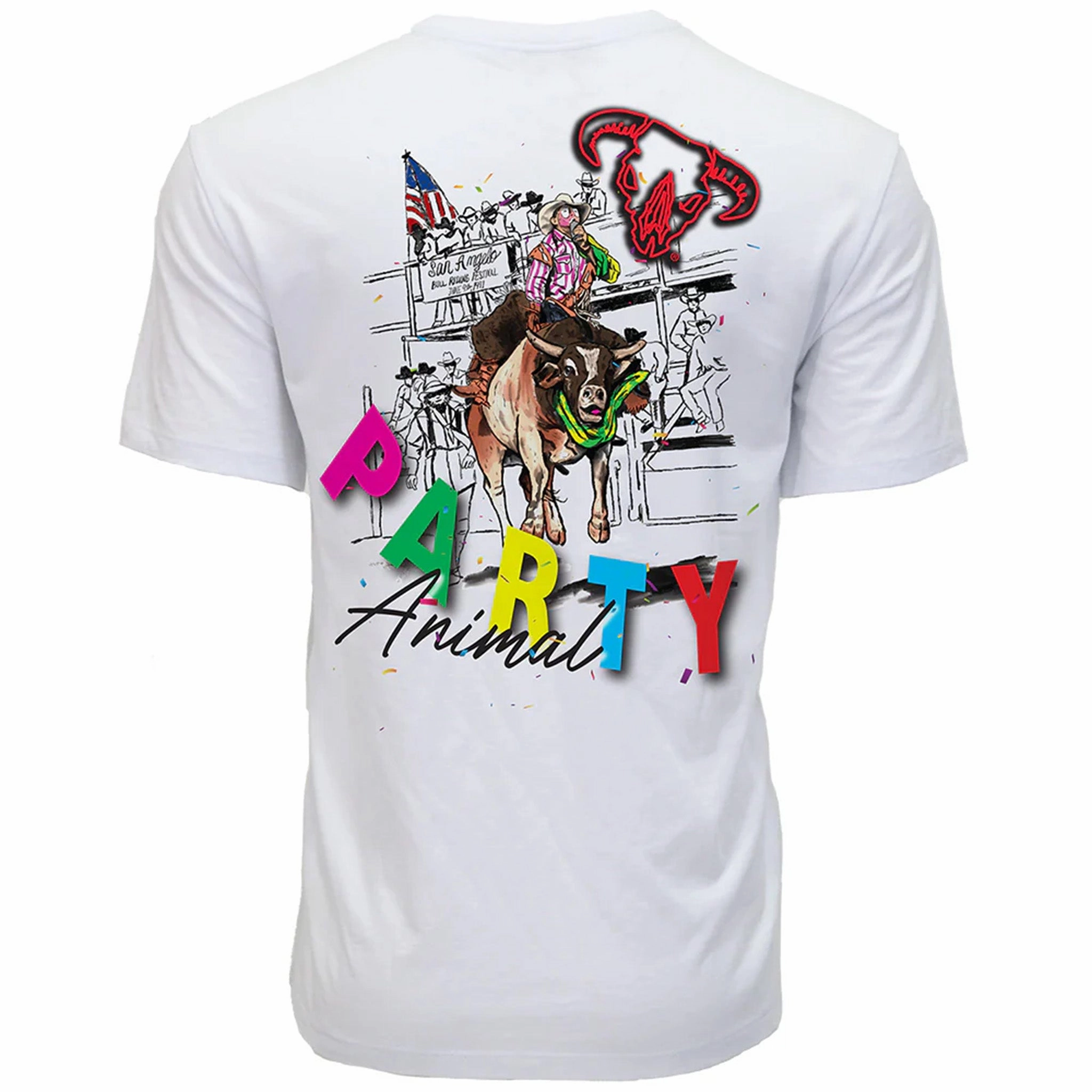 Microfiber Material Button Down Design Hooey Men's Bad Company White Party Animal Tee