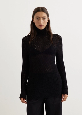 High-Neck Crochet Knit Work-to-Weekend