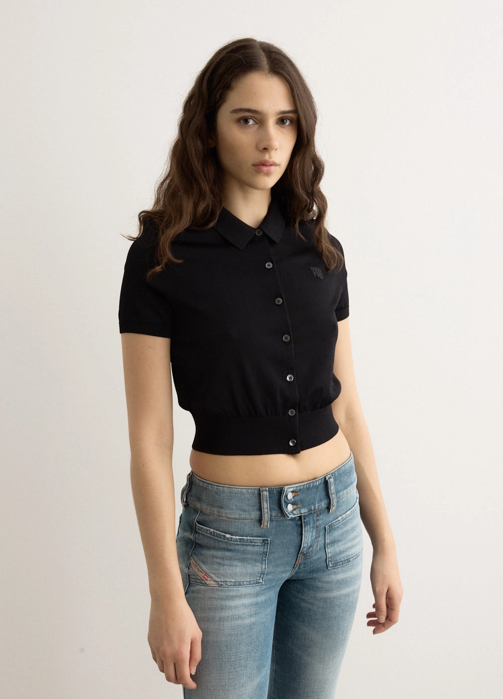 Moisture Wicking Layer Formal Elegance Short Sleeve Polo Cardigan With Embroidered Logo