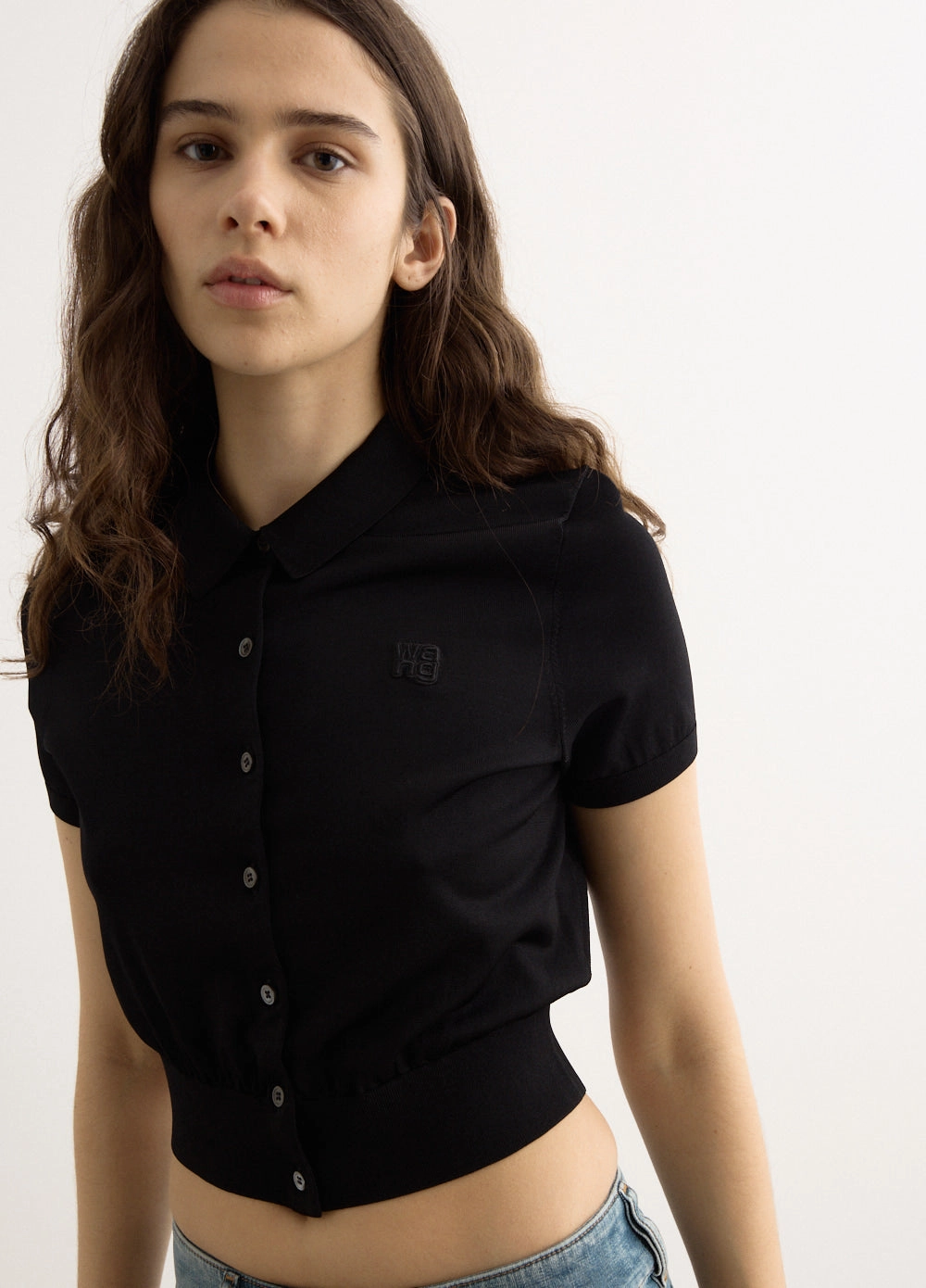 Short Sleeve Polo Cardigan With Embroidered Logo Designer Touch All-Weather Ready