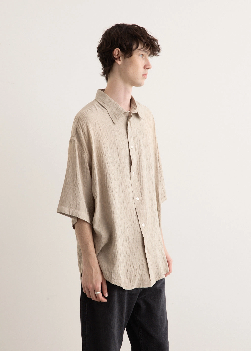 Setar Short Sleeve Monogram Shirt Wrinkle Free Care Edgy Fashion