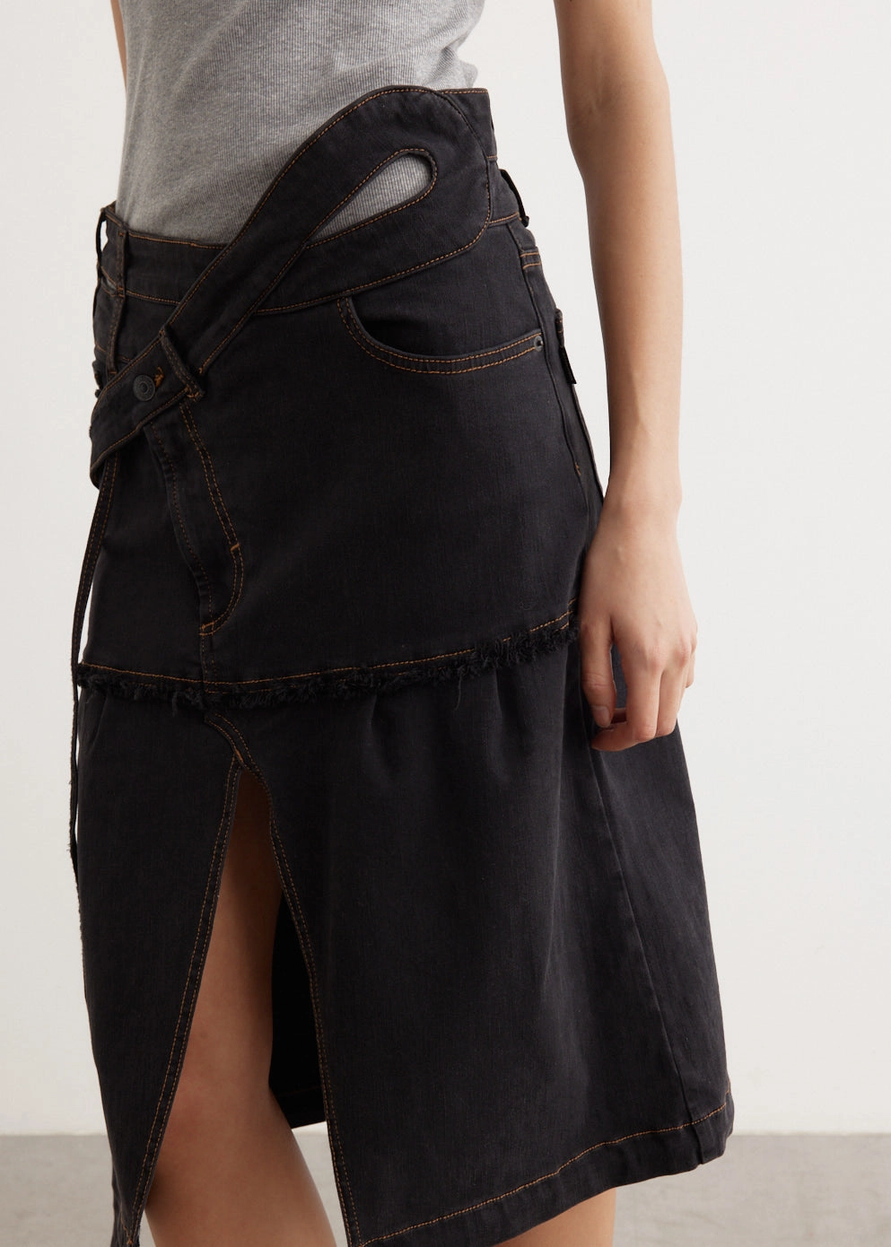 Performance Fashion Cool Tone Signature Wrap Denim Skirt