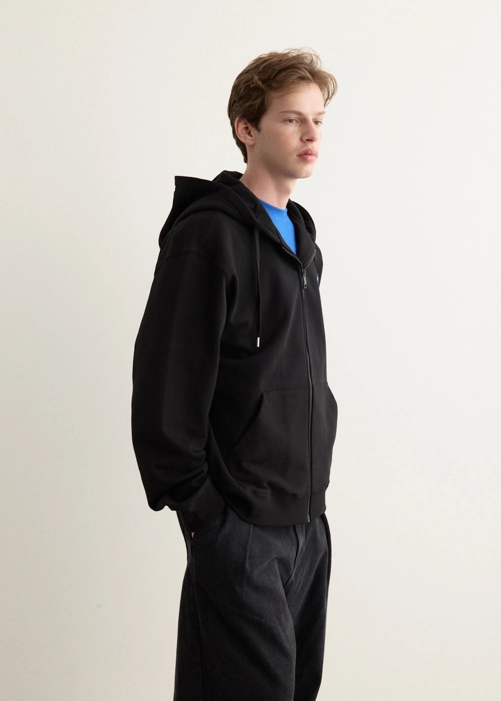 Significant Patch Zip Hoodie Cold Day Ready Drop Shoulder Design