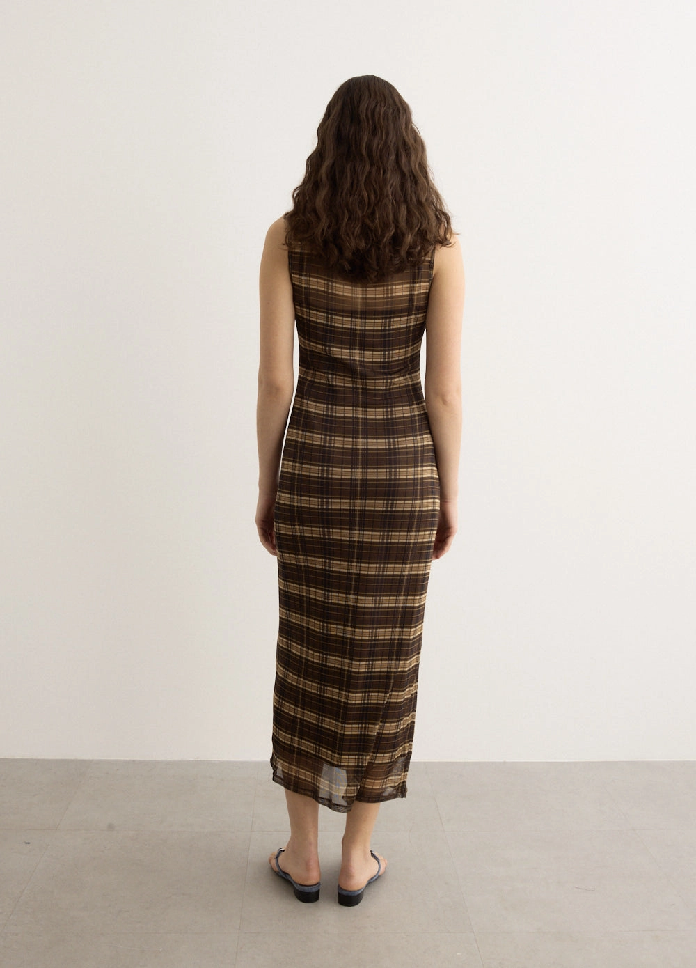 Form Fitting Side-Zip Silk Mesh Maxi Dress