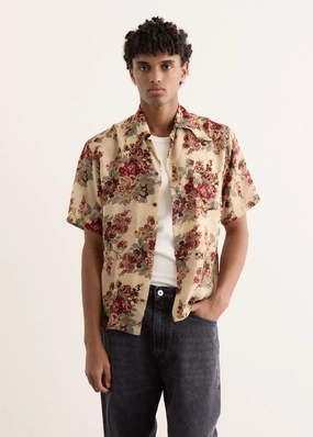 High Density Weave Silk Rayon CHAMPETRE MARIA WRANGLE Collar Aloha Shirt