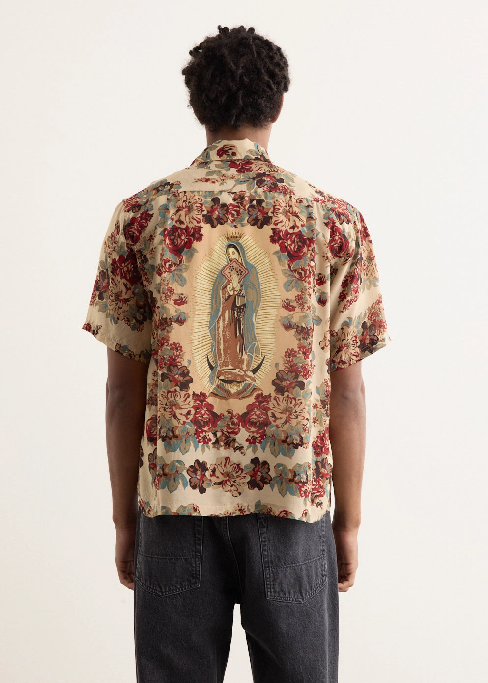 Silk Rayon CHAMPETRE MARIA WRANGLE Collar Aloha Shirt color block