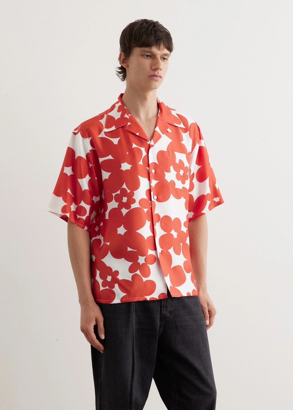 Simple Layer Silk Twill Printed Shirt