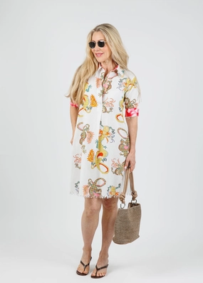 A Line Cut Field Fresh Chatham Dress - White Dragons