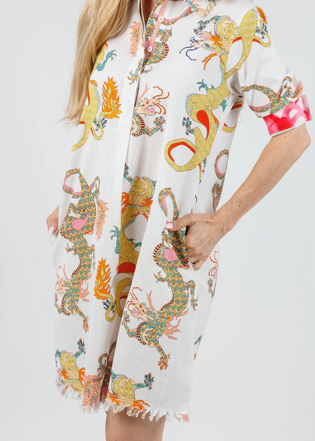 Elegance Glow Chatham Dress - White Dragons