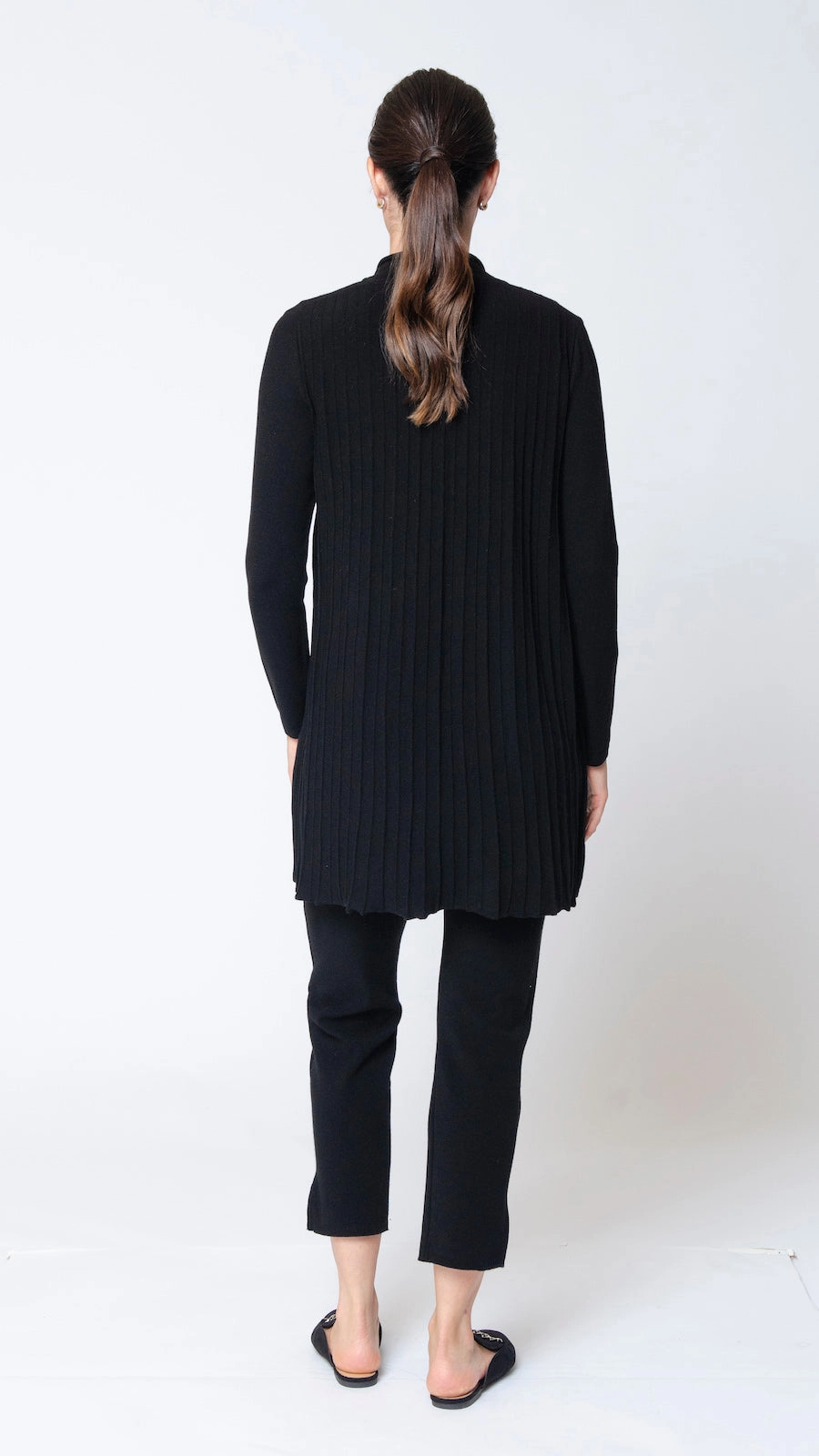 Amely Shawl Collar Mid-Length Cardigan - Dark Navy Loose Weave quick dry