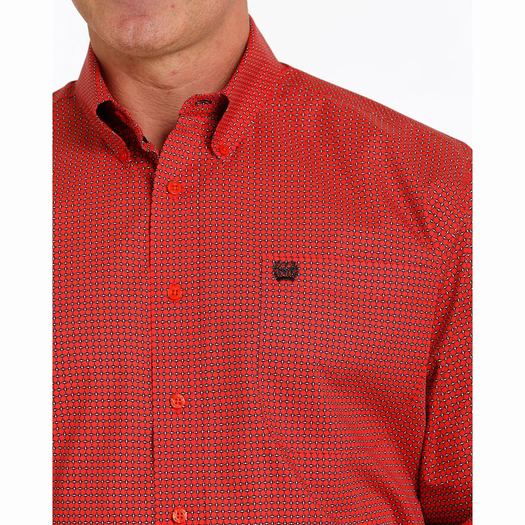 Cinch Men's Red Patterned Long Sleeve Streetwear