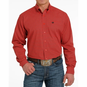 Unisex Design On-The-Go Style Cinch Men's Red Patterned Long Sleeve