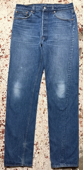 Travel Outfit Casual Stretch Vintage Levi USA MADE 501 Transitional Tag, X-Long Tracks, Super Wash Denim Jeans (JYJ-051025)