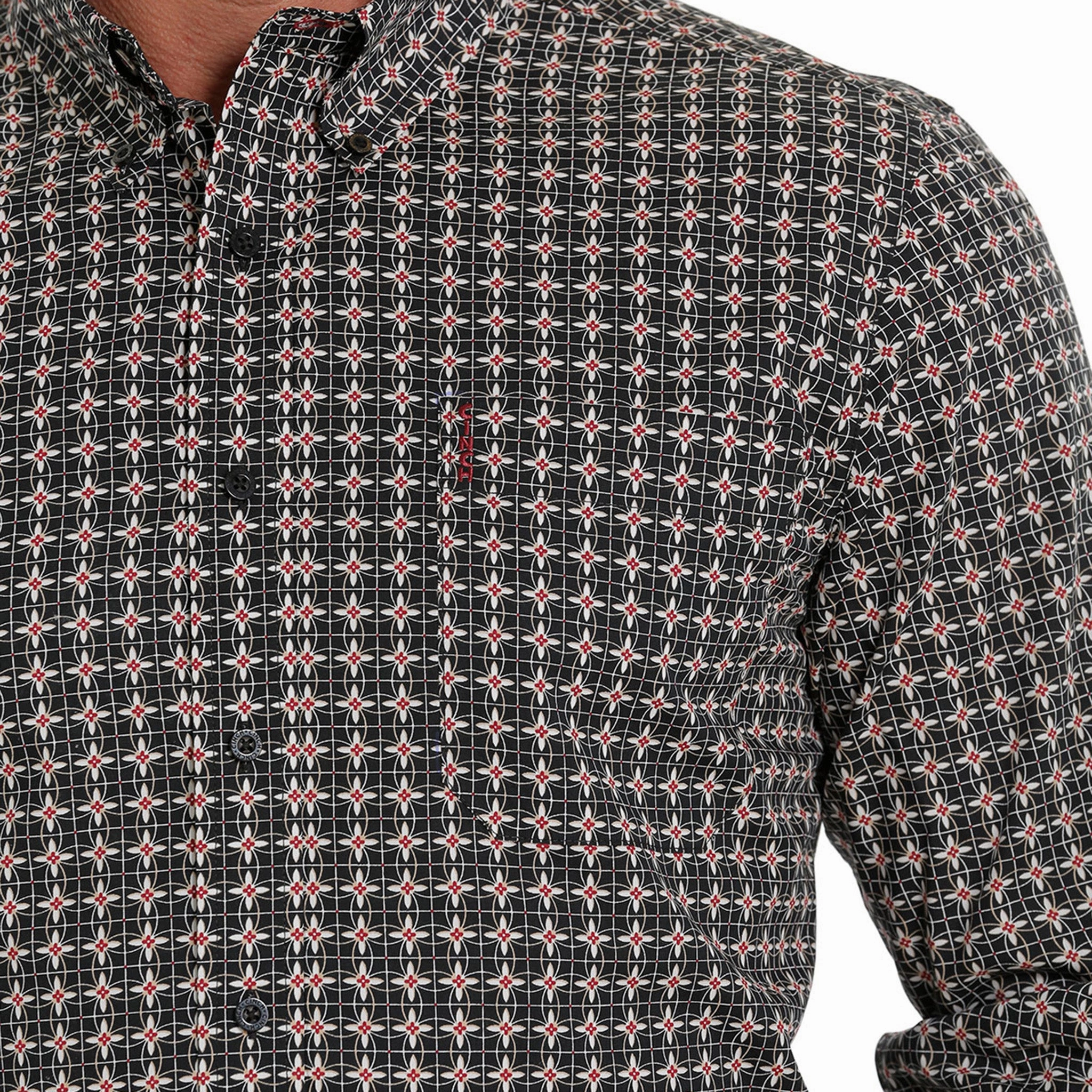 Gradient effect Cinch Men's Black & Red Print Shirt