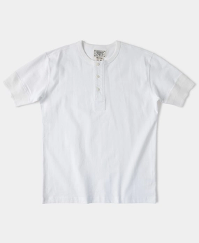 Vintage Short Sleeve Henley T-Shirt - White sporty wear
