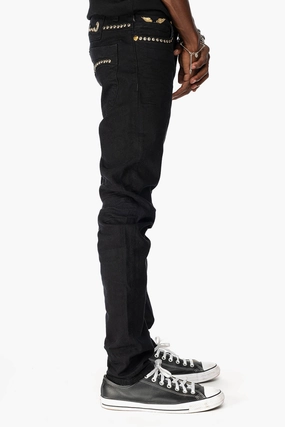 Quick Dry Fabric Eco Friendly Dye SKINNY JEAN IN PURE BLACK WITH GOLD/SILVER  ROBIN??S LOGO EMBELLISHED WITH GOLD NAILHEAD STUDS