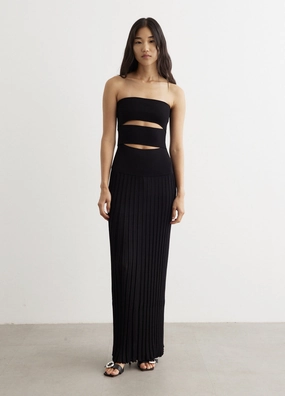 button detail Perfect Fit Look Slashed Strapless Dress