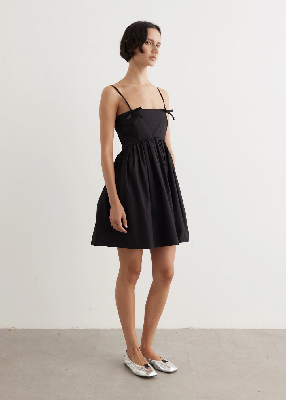 Cotton Poplin Strap Dress Dark Tones