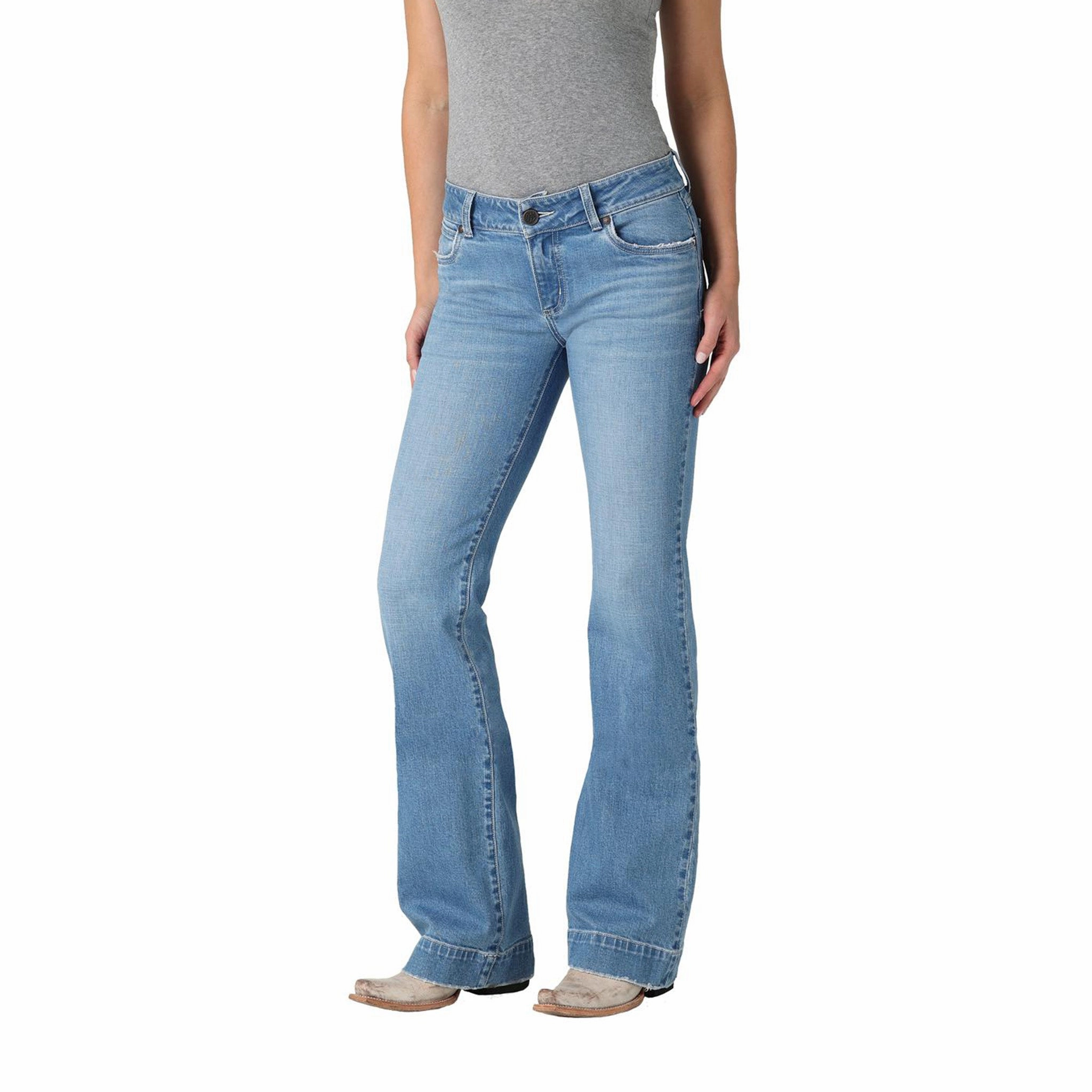 Wrangler Women's Hallie Mid Rise Mae Trouser Jeans Urban Explorer Trend Setter Flexible Fabric