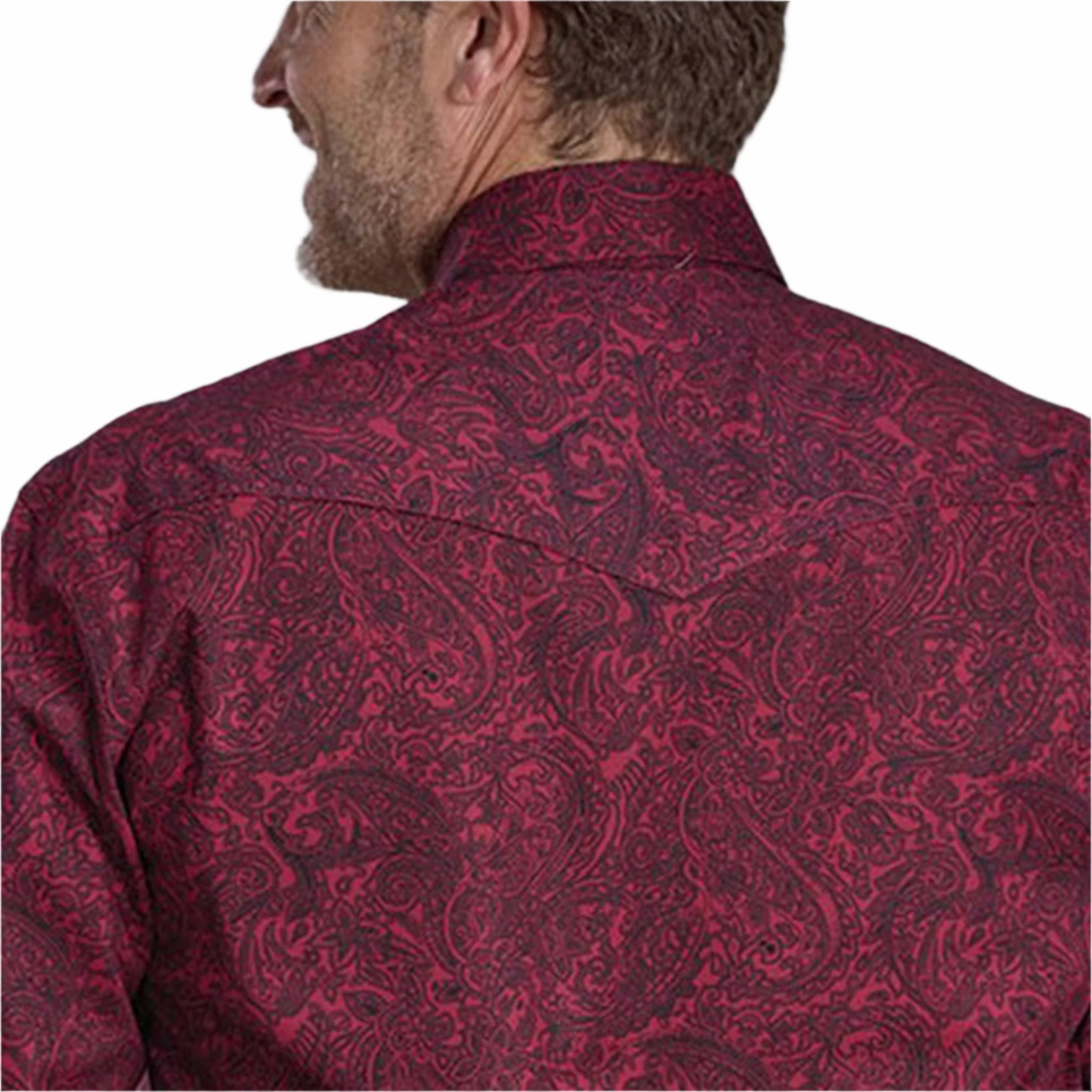Roper Men's Amarillo Wine Paisley Print Long Sleeve Minimalist Closure Urban Fashion