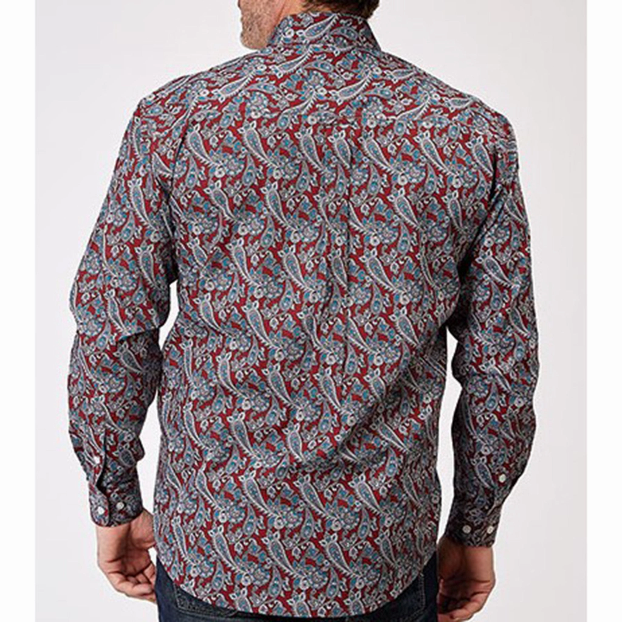 Roper Men's Red/Grey Paisley Long Sleeve Street Style Timeless Appeal