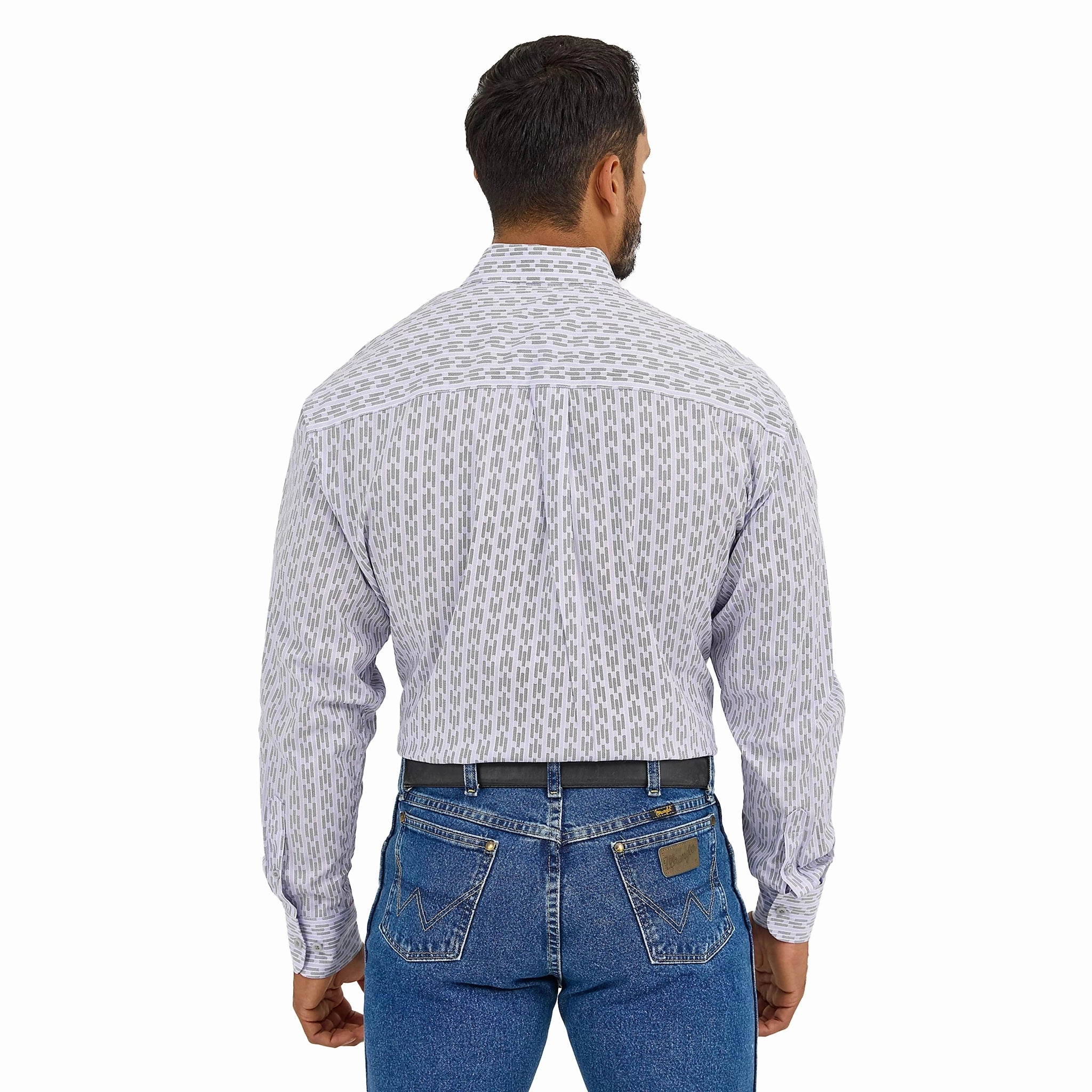 Rugged Style Morning Comfort Wrangler Men's Georg Strait Geometric Stripe Long Sleeve