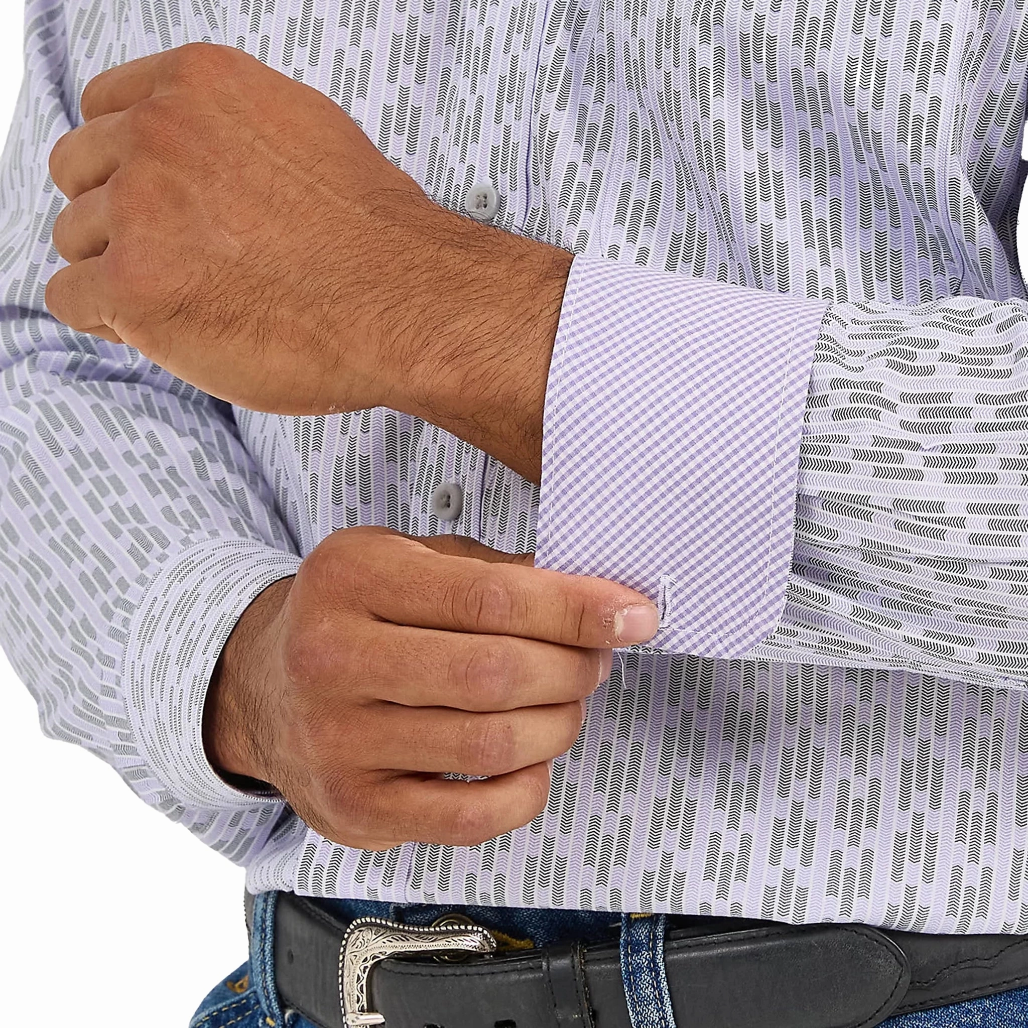 Practical Choice Wrangler Men's Georg Strait Geometric Stripe Long Sleeve